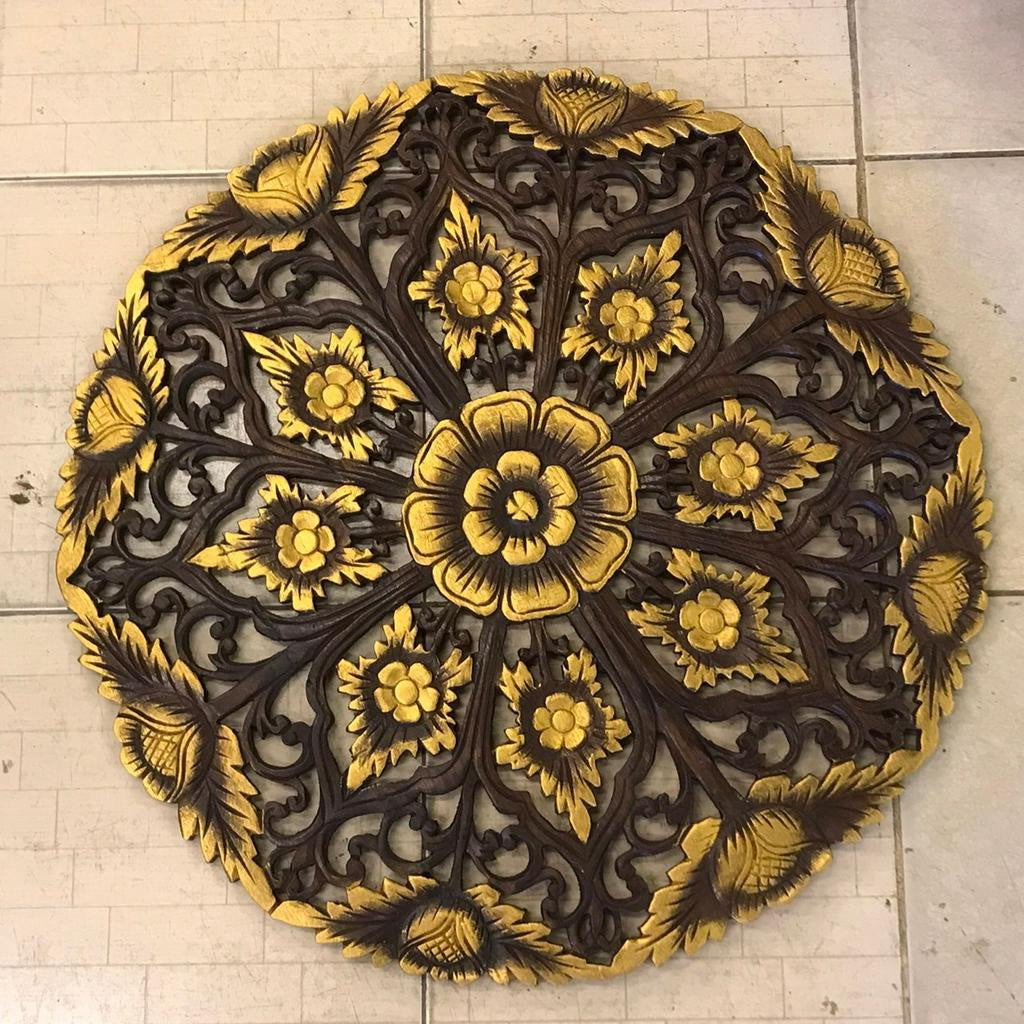 Gilded carved Floral teak wood