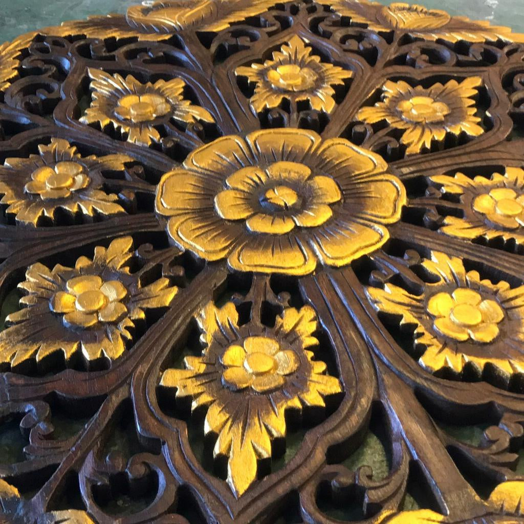 Gilded carved Floral teak wood