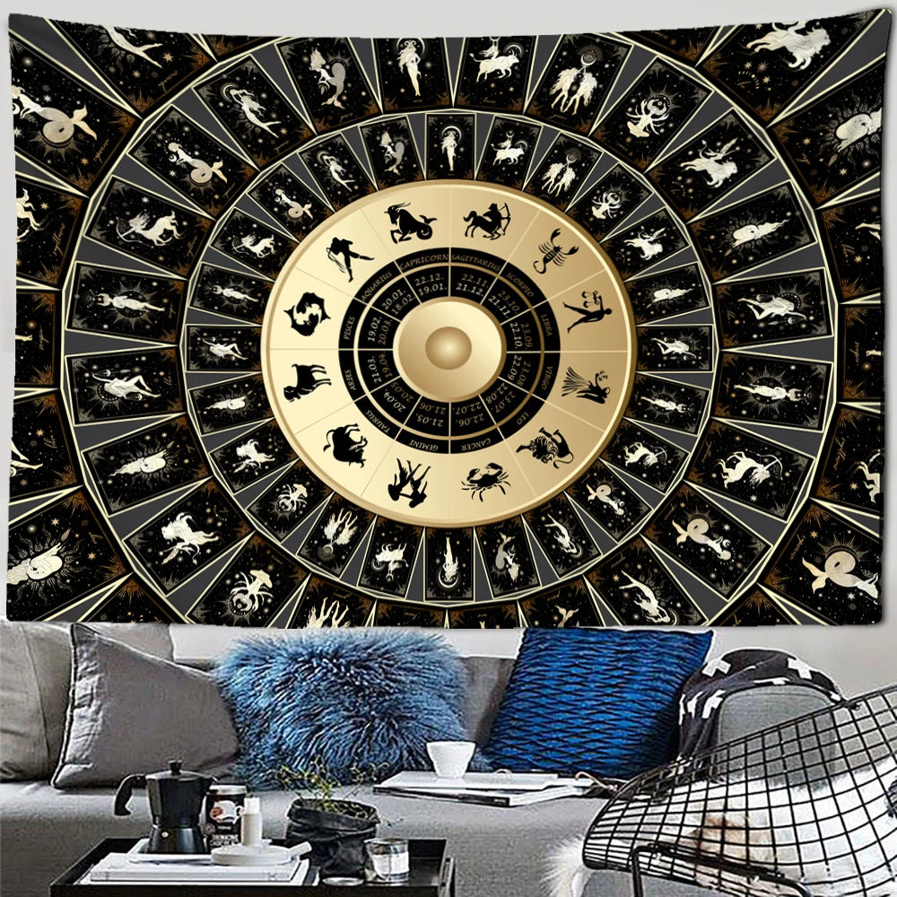 Tarot Zodiac Tapestry Wall Art Hanging