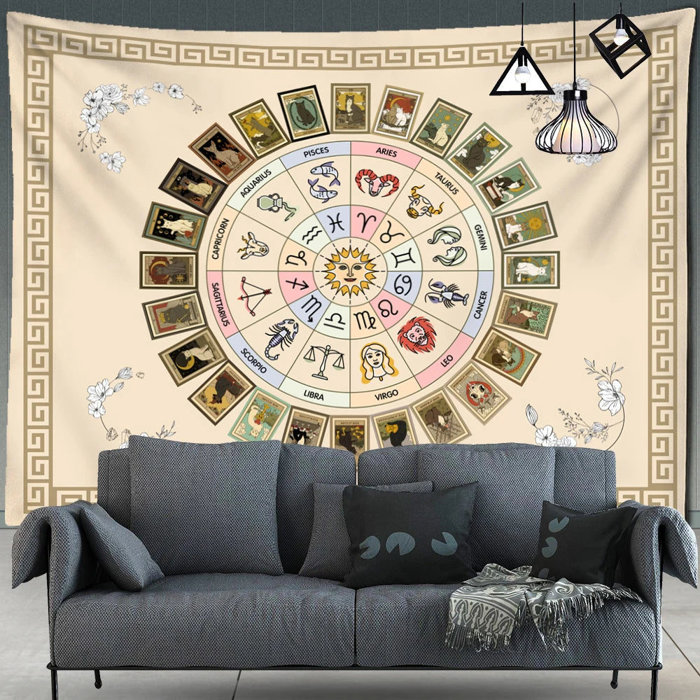 Tarot Zodiac Tapestry Wall Art Hanging