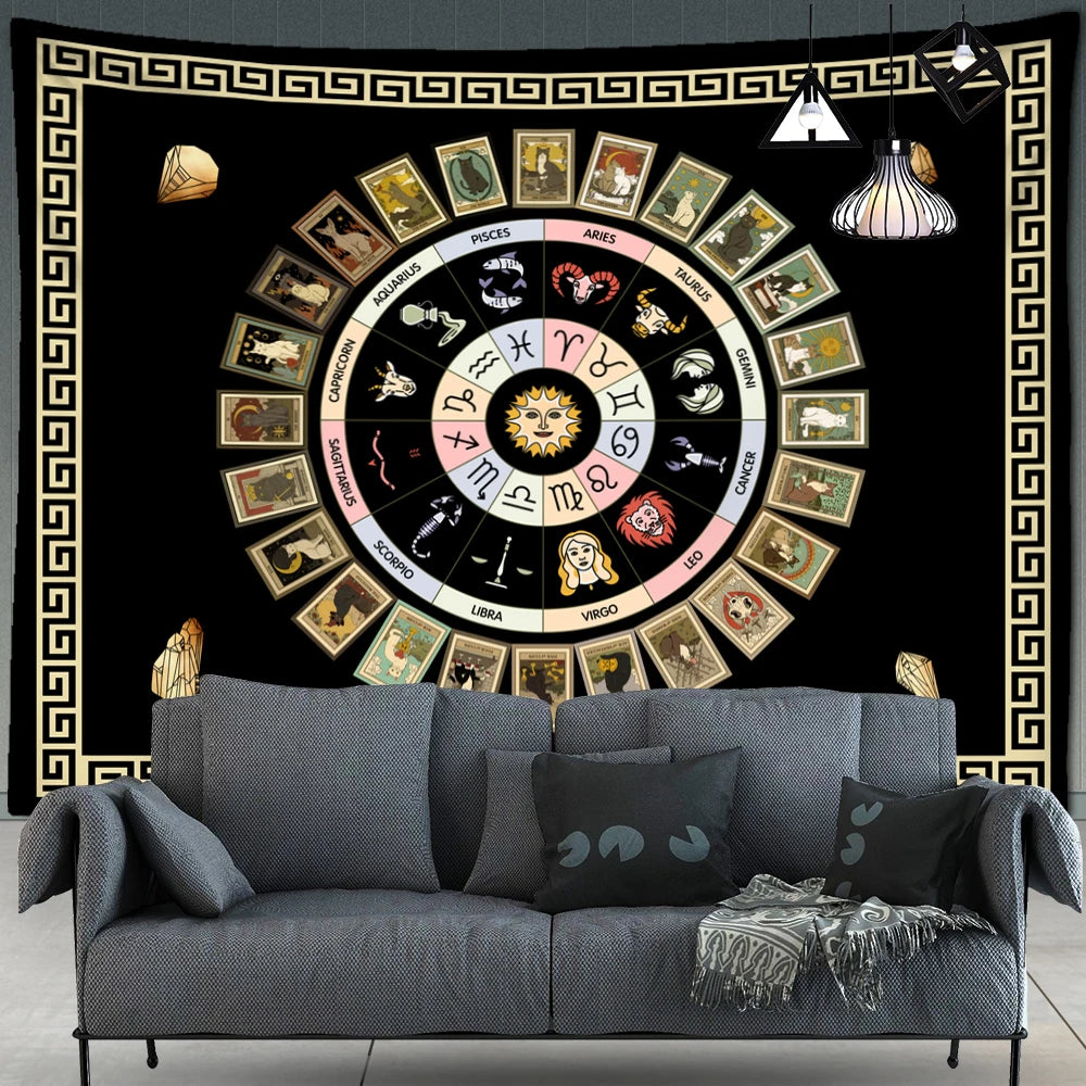Tarot Zodiac Tapestry Wall Art Hanging