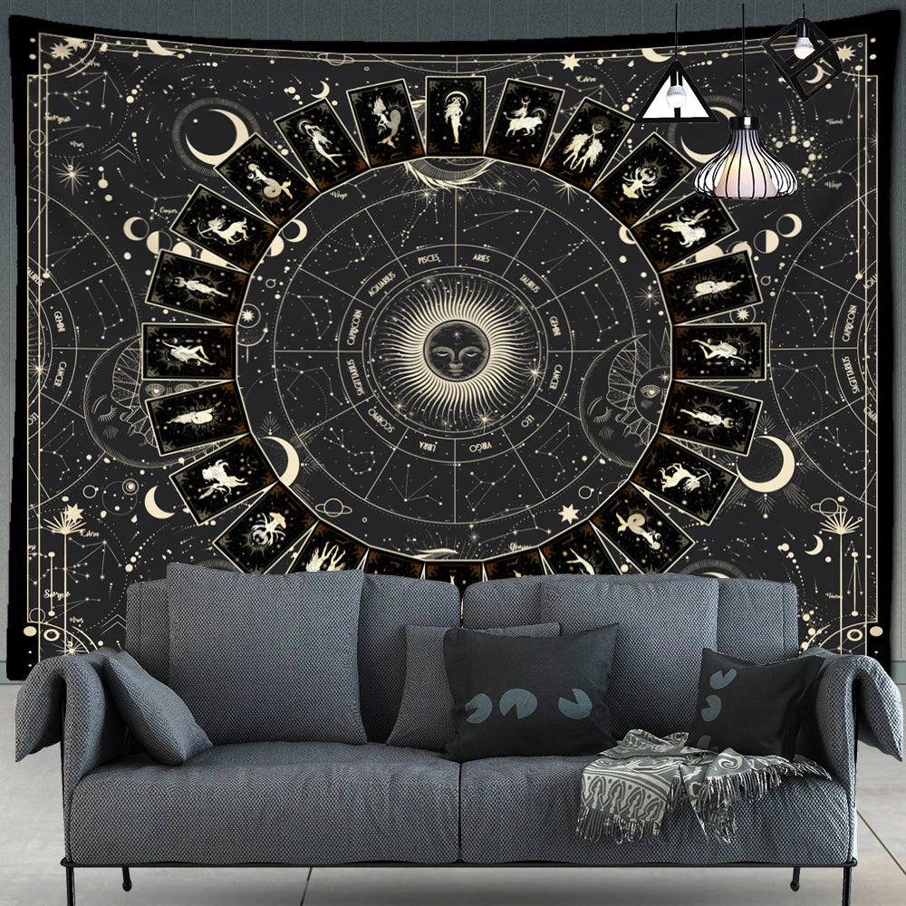 Tarot Zodiac Tapestry Wall Art Hanging