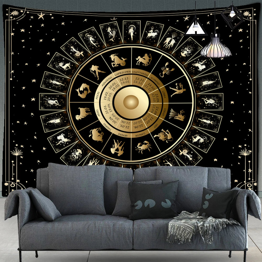 Tarot Zodiac Tapestry Wall Art Hanging