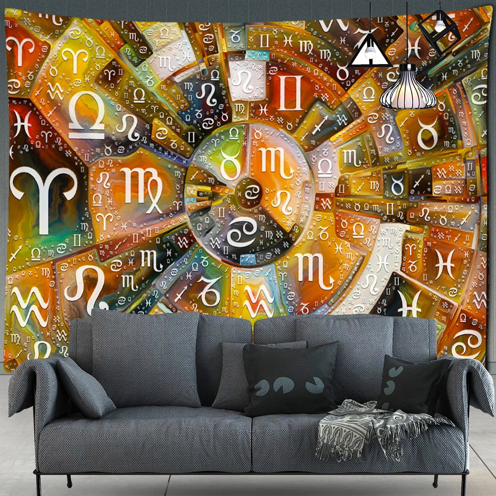 Tarot Zodiac Tapestry Wall Art Hanging