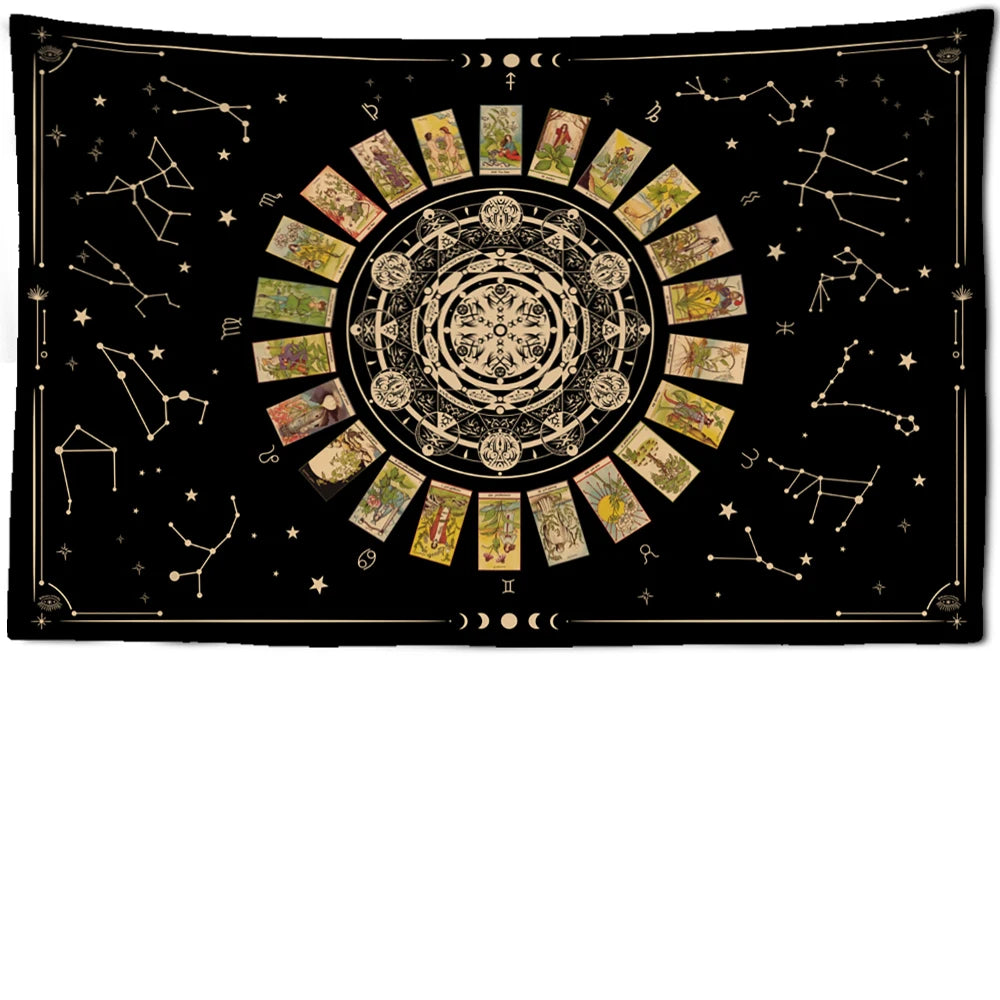 Tarot Zodiac Tapestry Wall Art Hanging