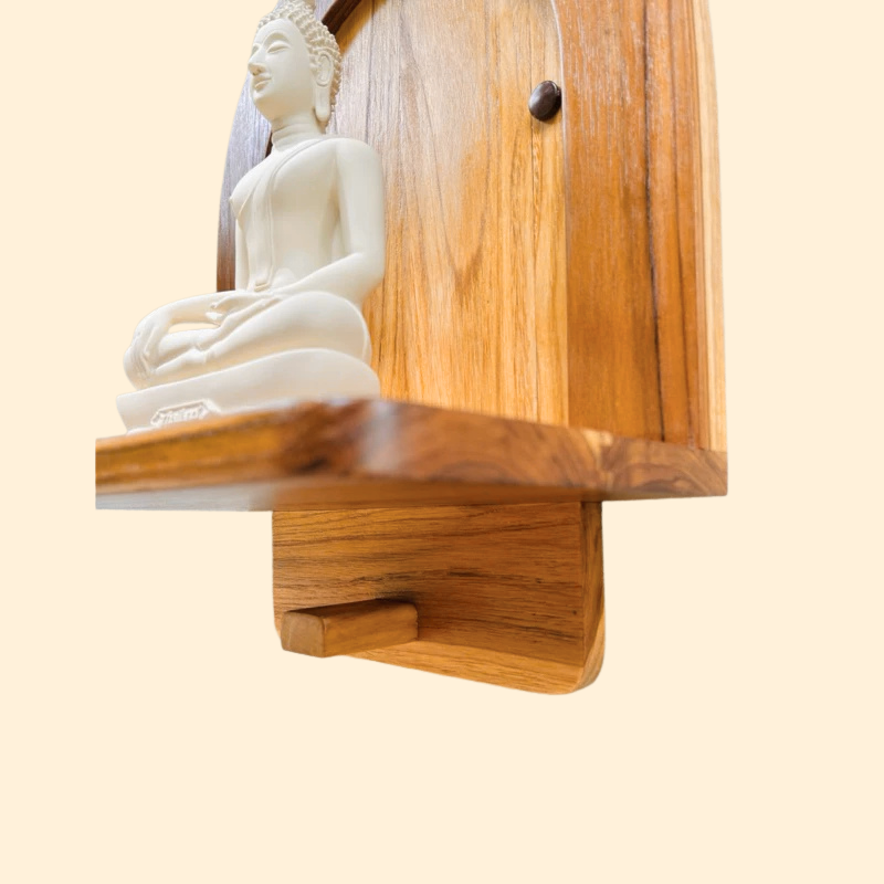 Minimalist Teak Wall Altar | Zen Spiritual Home Decor