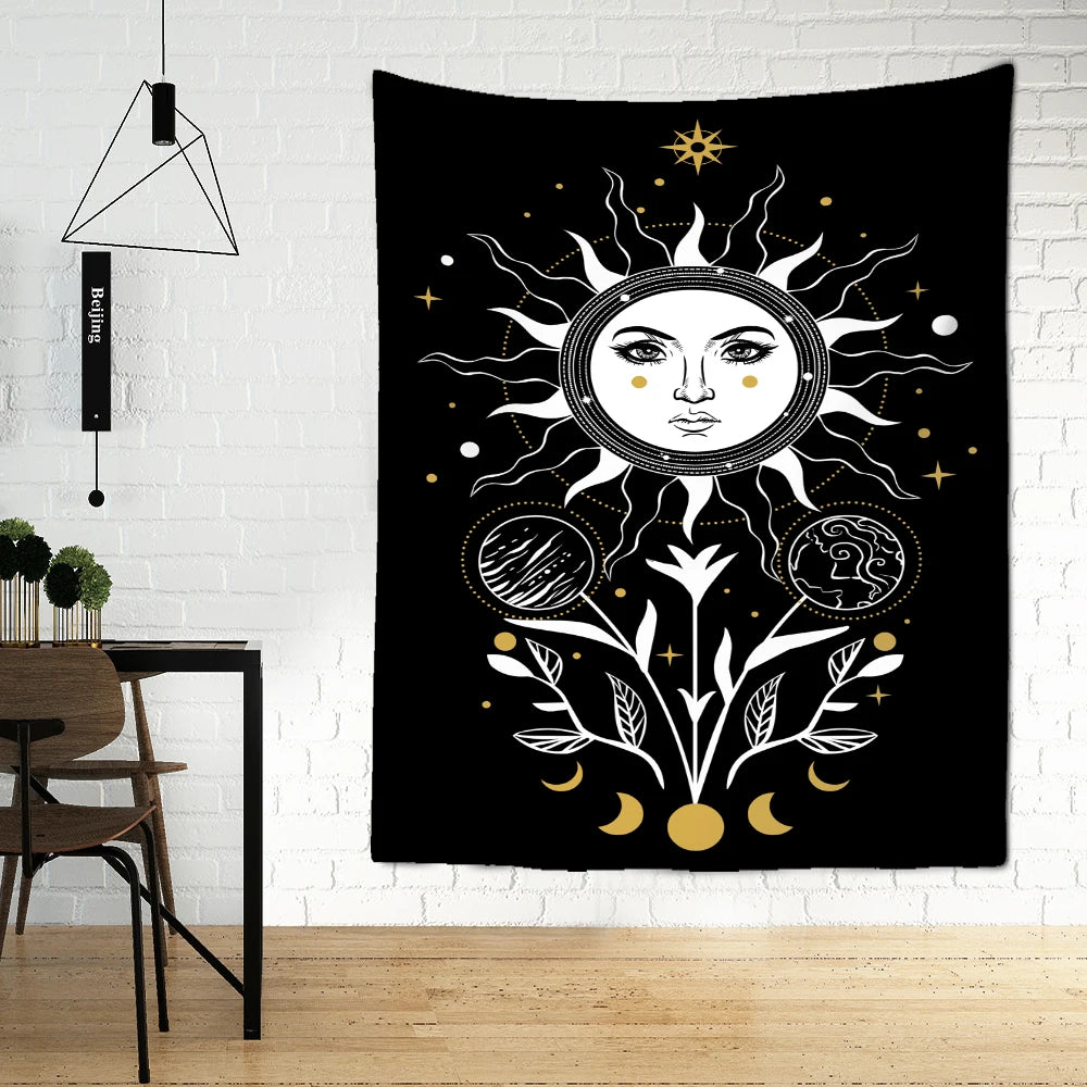 Mysterious Cat Witchcraft Tapestry Wall Hanging