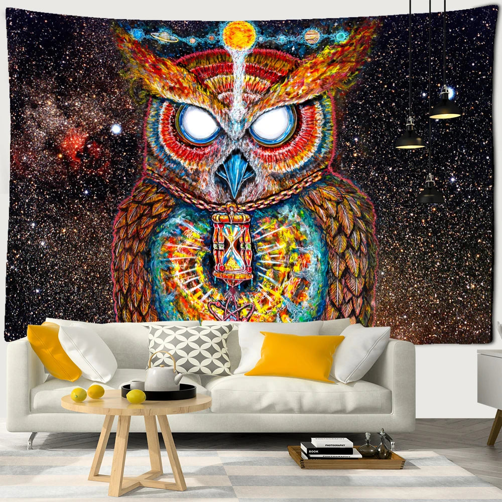 Psychedelic Art Owl Tapestry Wall Hanging | Trippy Decor
