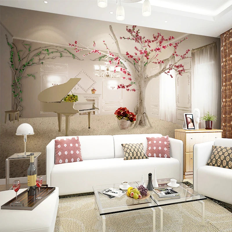 Piano Tree Branch Modern Art Mural Wallpaper