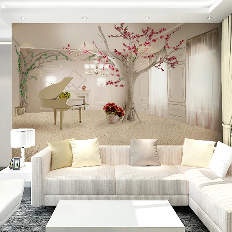 Piano Tree Branch Modern Art Mural Wallpaper