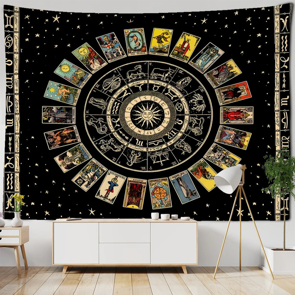Tarot Zodiac Tapestry Wall Art Hanging