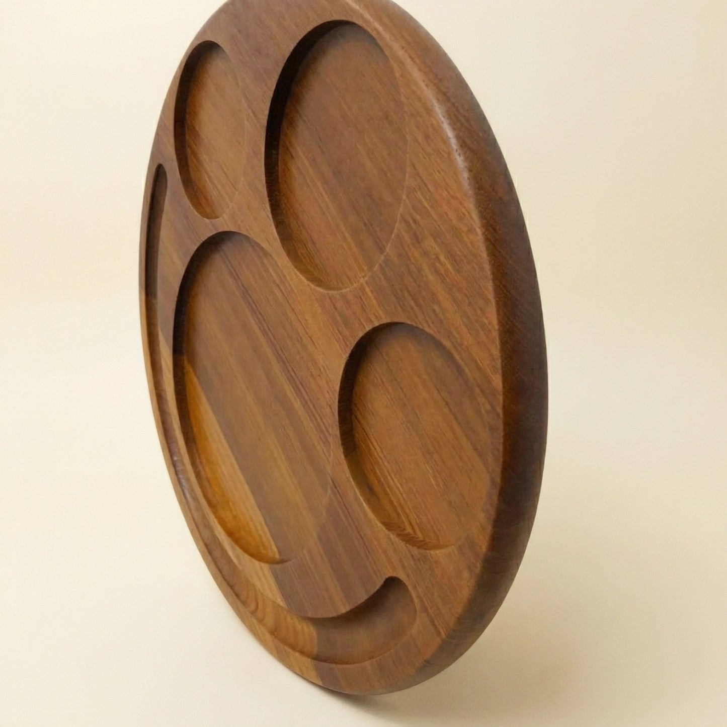 Premium Golden Teak Serving Tray - Round Charcuterie Board