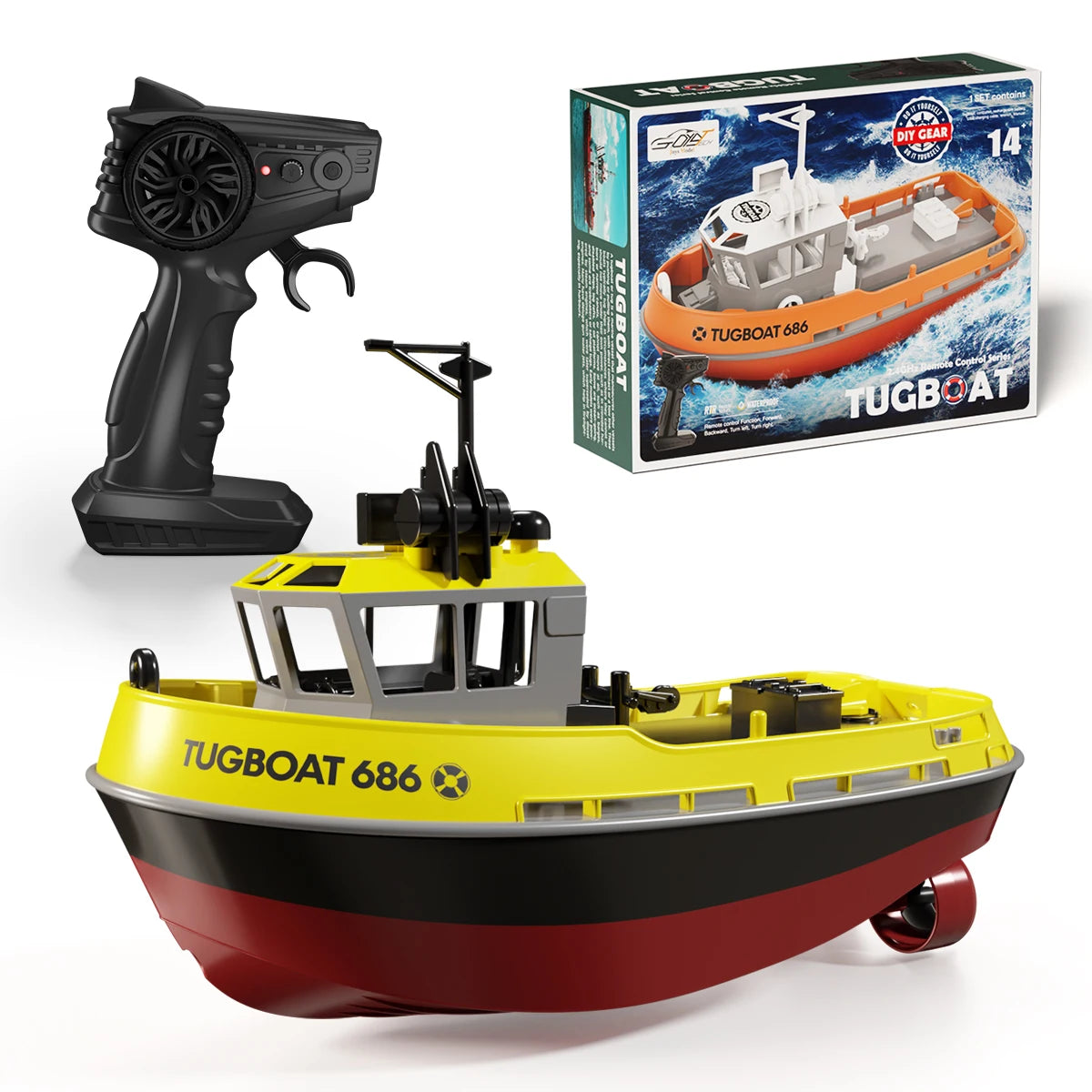 1:72 RC Tugboat Model | Powerful Dual Motor Long Range Boat