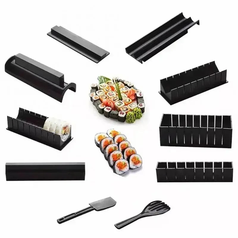3-Piece Sushi Maker Kit | 2-Shape Roll Rice Mold DIY Tools