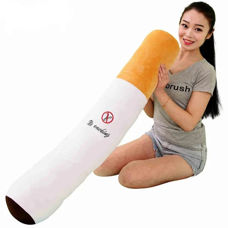 Giant Cigarette Plush Pillow - Soft Body Pillow Toy & Funny Gag Gift