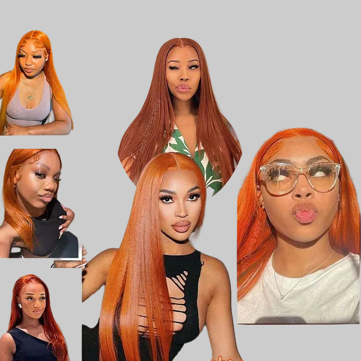 Vibrant Ginger Orange Lace Front Wig - Bone Straight