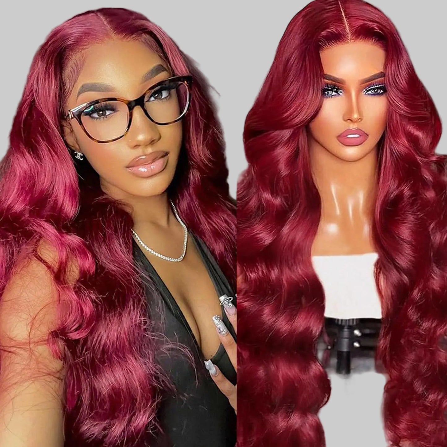 Burgundy Body Wave Wig 13x6 Human Hair