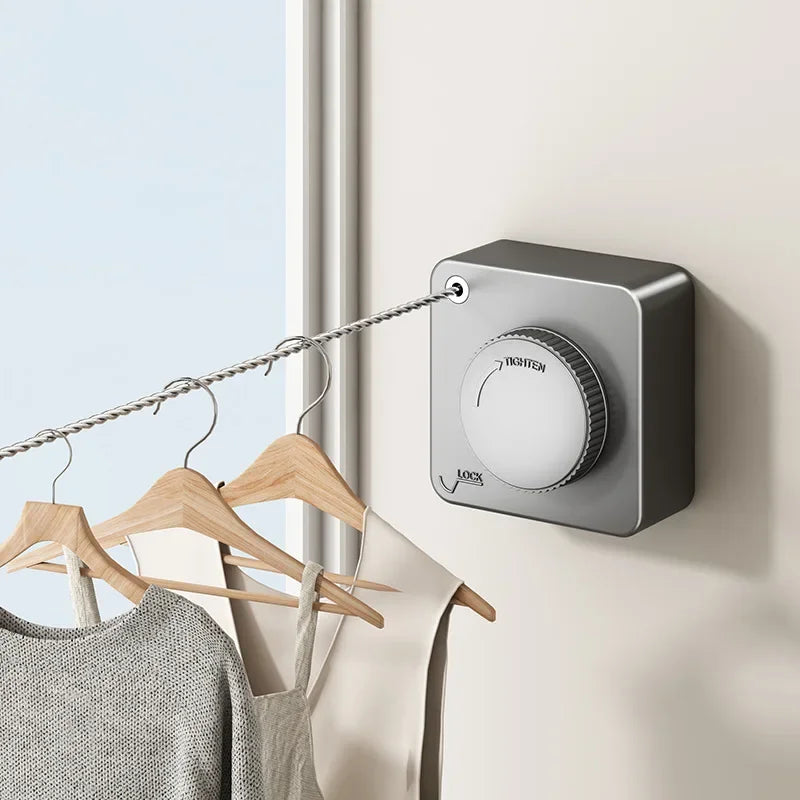 Wall Mounted Retractable Clothesline with Anti-Sagging Adjuster