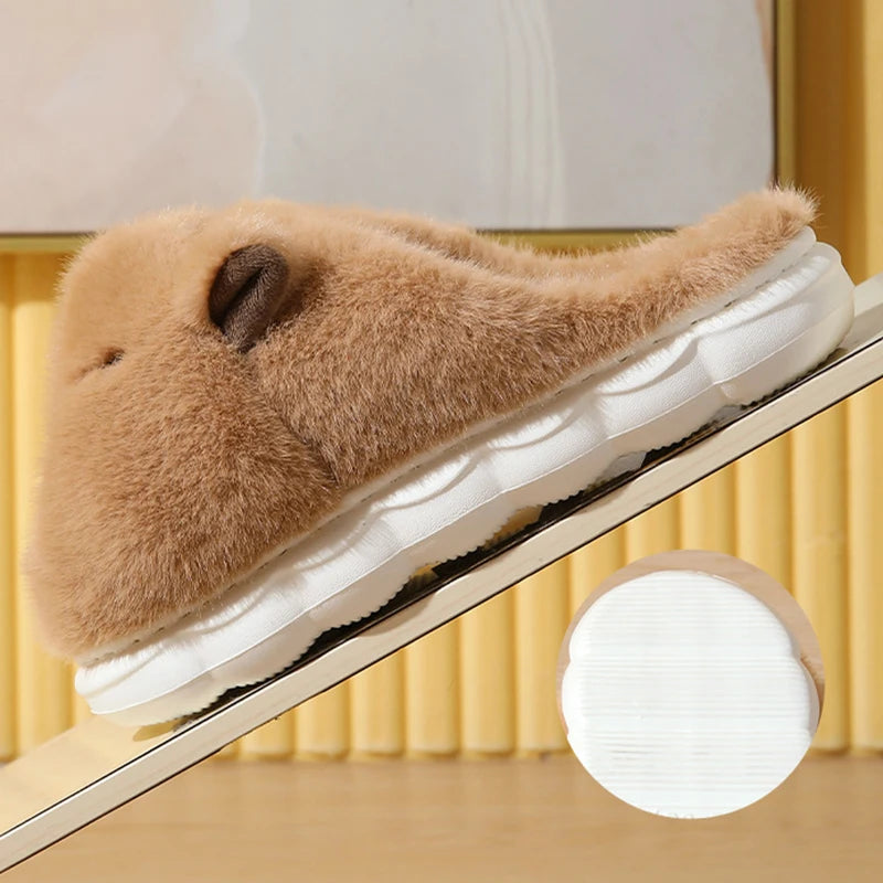 Cute Capybara Plush Slippers - Warm Soft Winter House Shoes