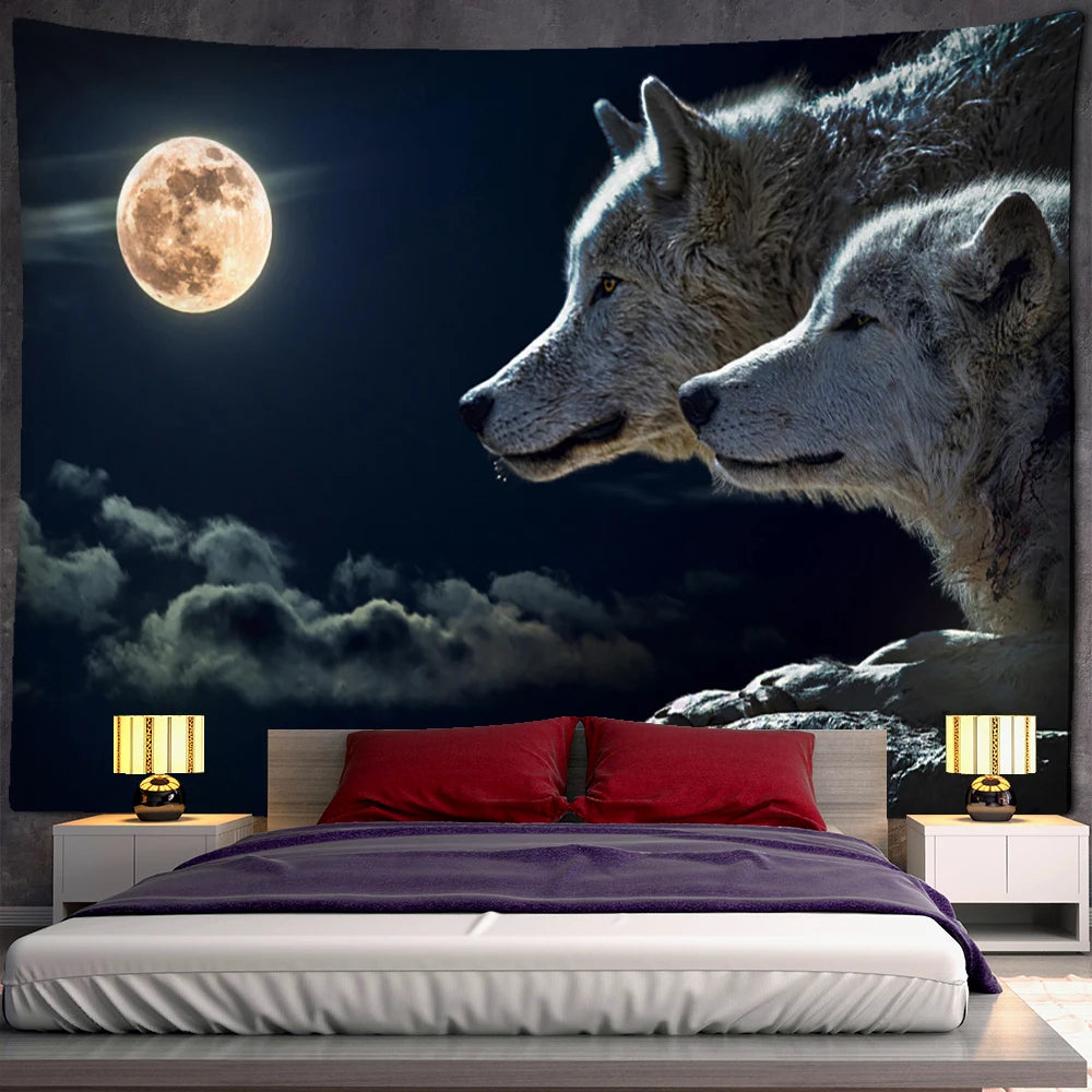 Mystery Wolves Tapestry Wall Hanging Home Decor
