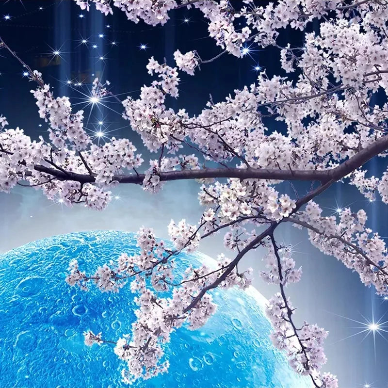 Moon Cherry Blossom Mural Wallpaper