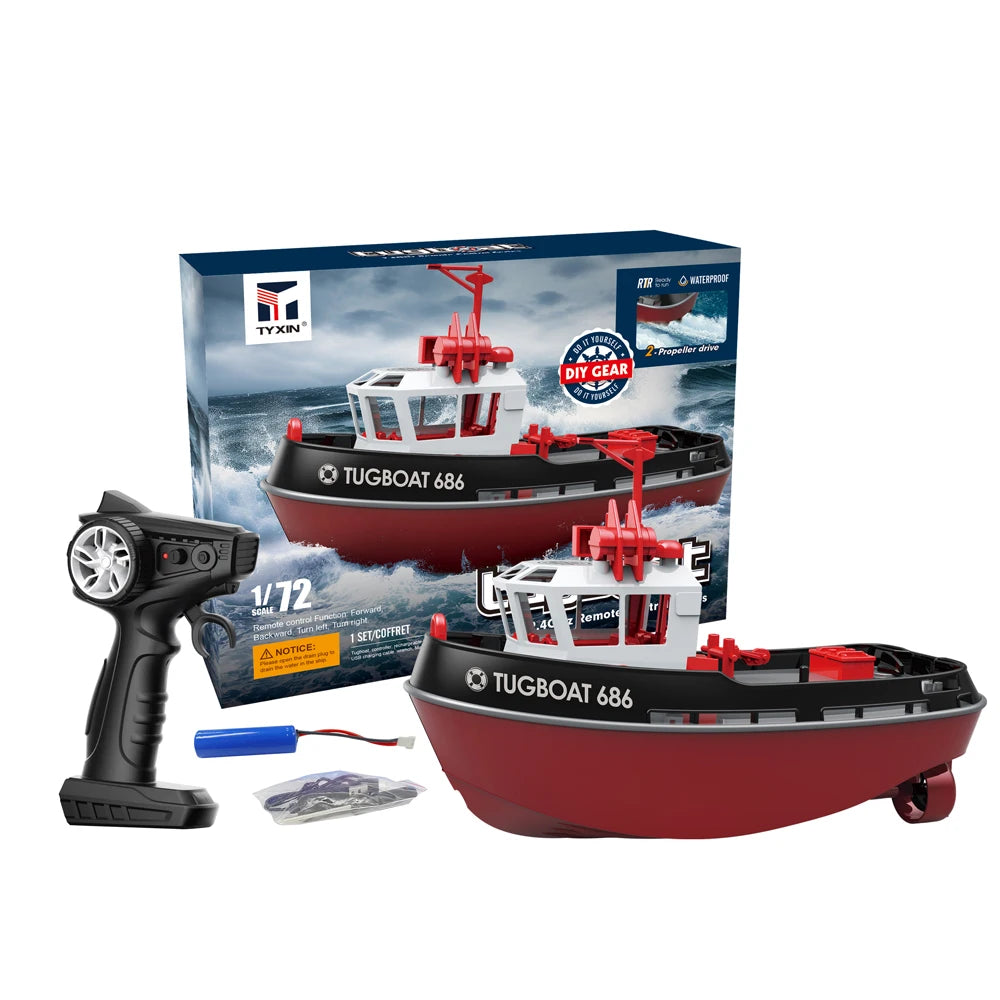 1:72 RC Tugboat Model | Powerful Dual Motor Long Range Boat