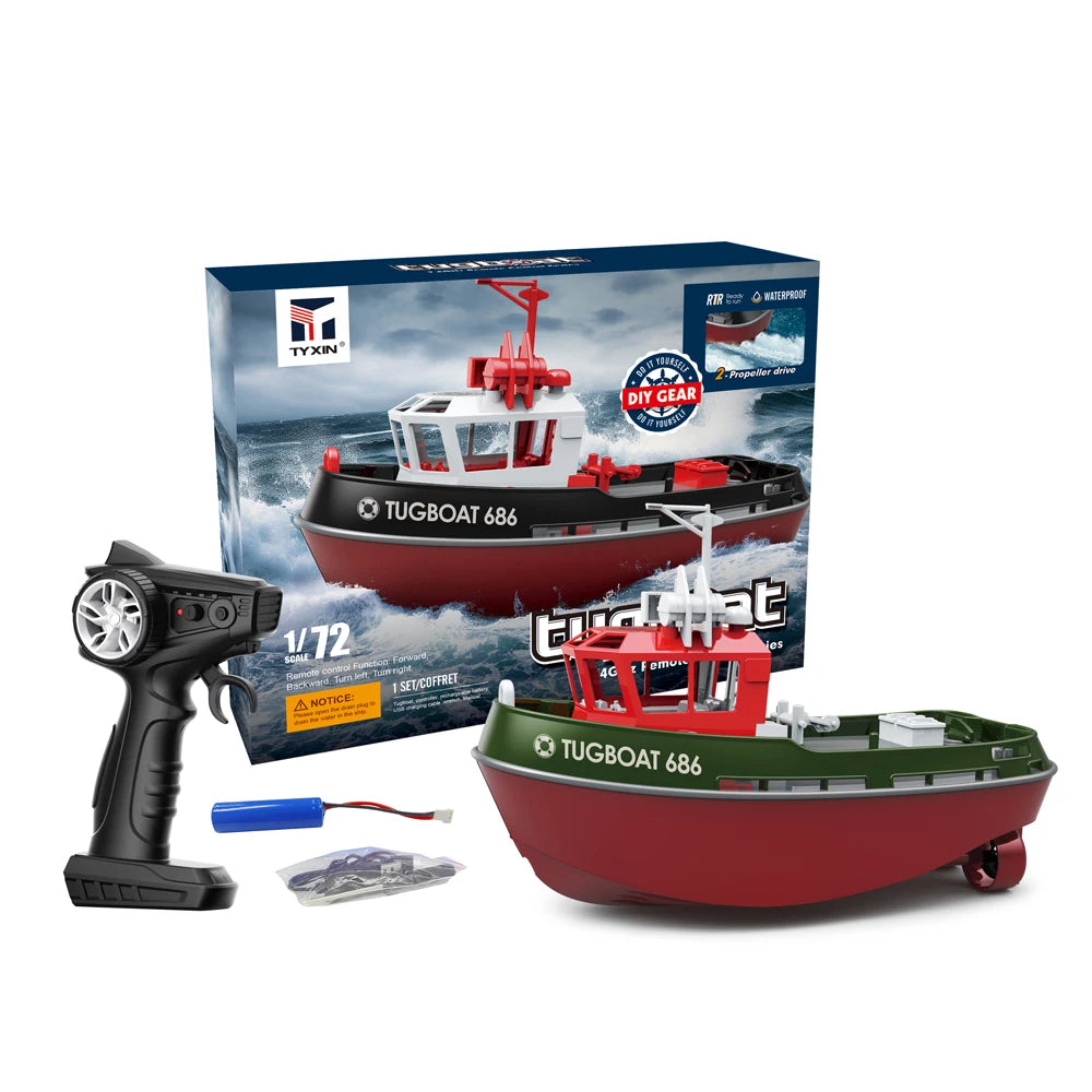 1:72 RC Tugboat Model | Powerful Dual Motor Long Range Boat