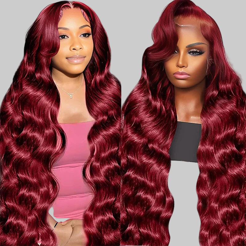 Burgundy Body Wave Wig 13x6 Human Hair