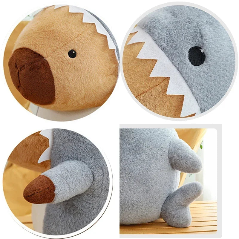 Cute Shark Capybara Plush - Soft Stuffed Animal Toy