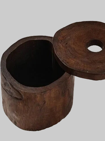 Handcrafted Golden Teak Root Tissue Holder - Rustic Log Decor