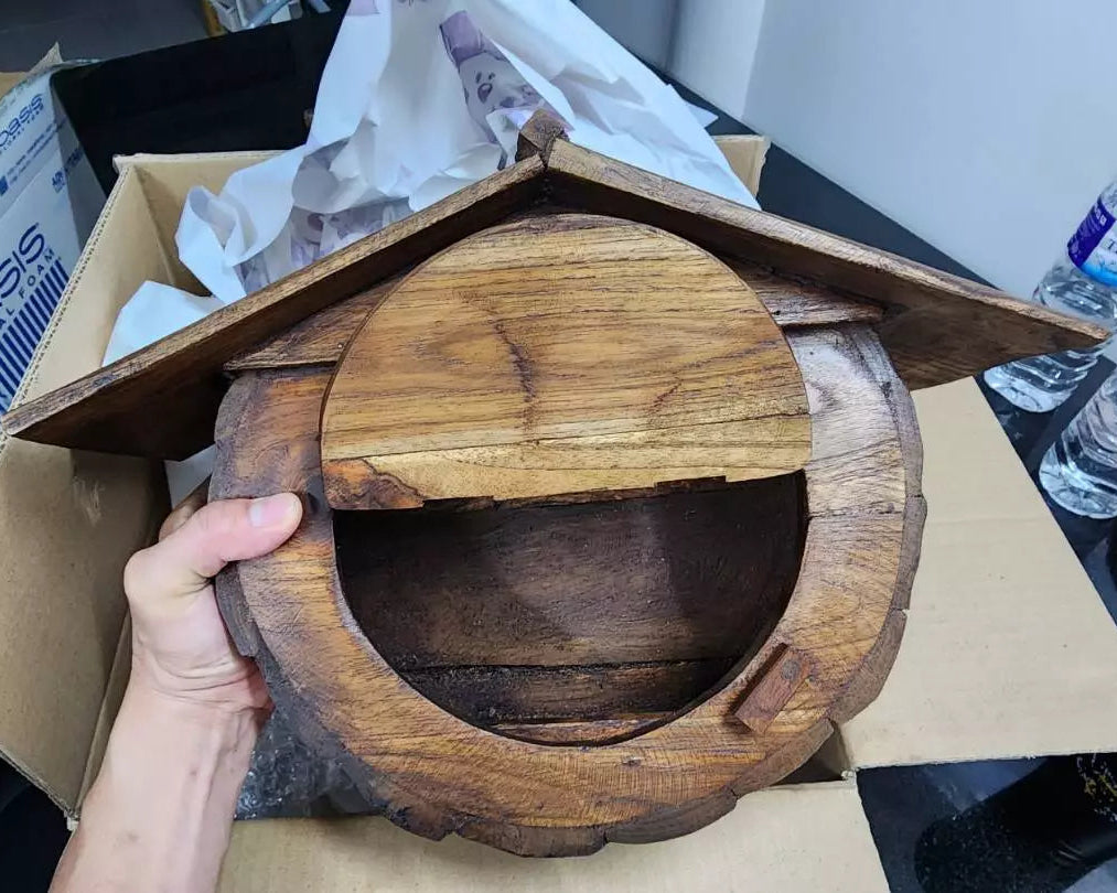 Solid teak wood mailbox oak finish