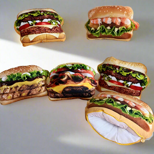 Plush Hamburger Pillow with Blanket - 2-in-1 Food Throw Pillow & Cushion