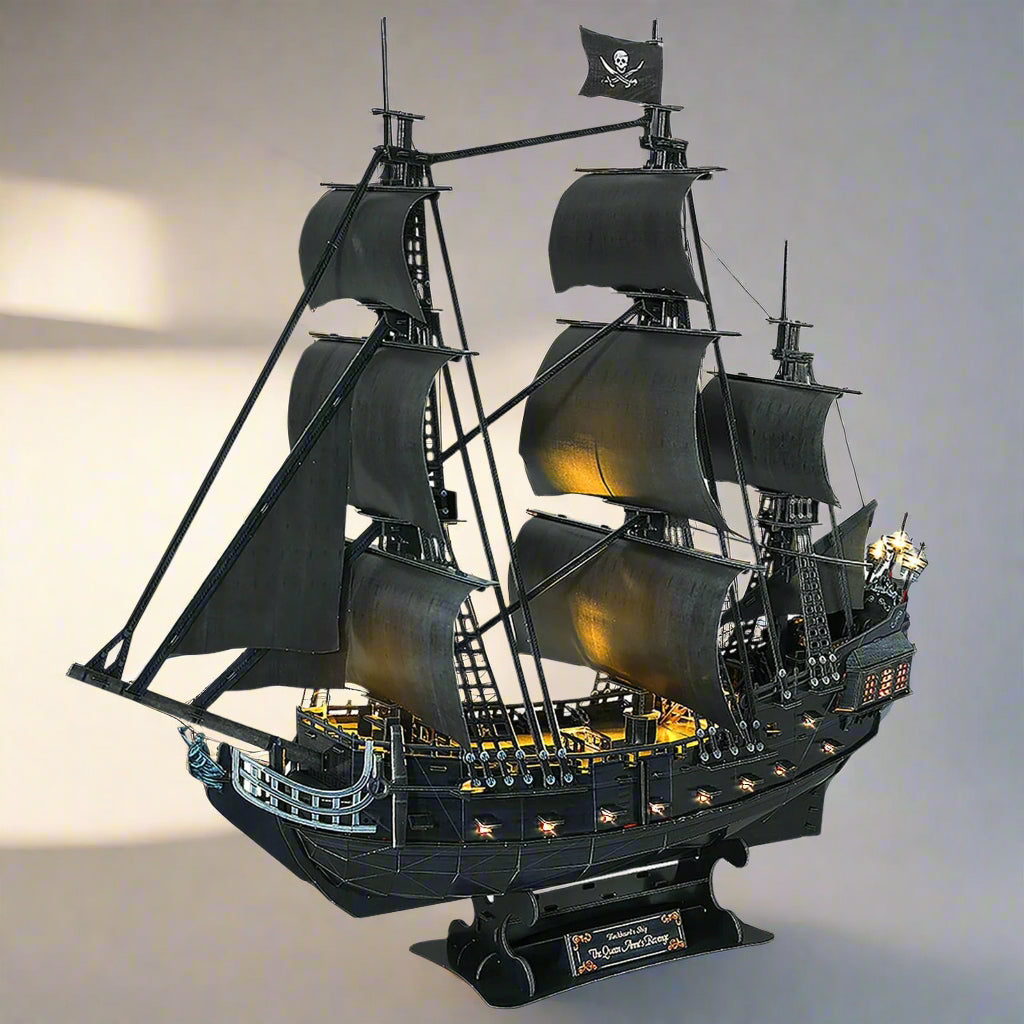 Led 3D Puzzles Queen Anne Revenge Pirate Ship Building Kits