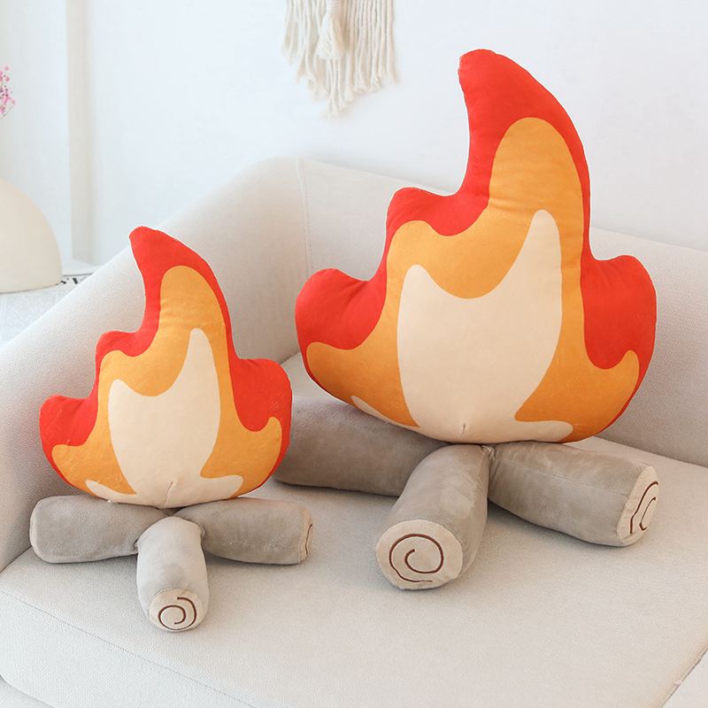 Cute Bonfire Plush Pillow | Soft Stuffed Fire Log Cushion for Home Decor