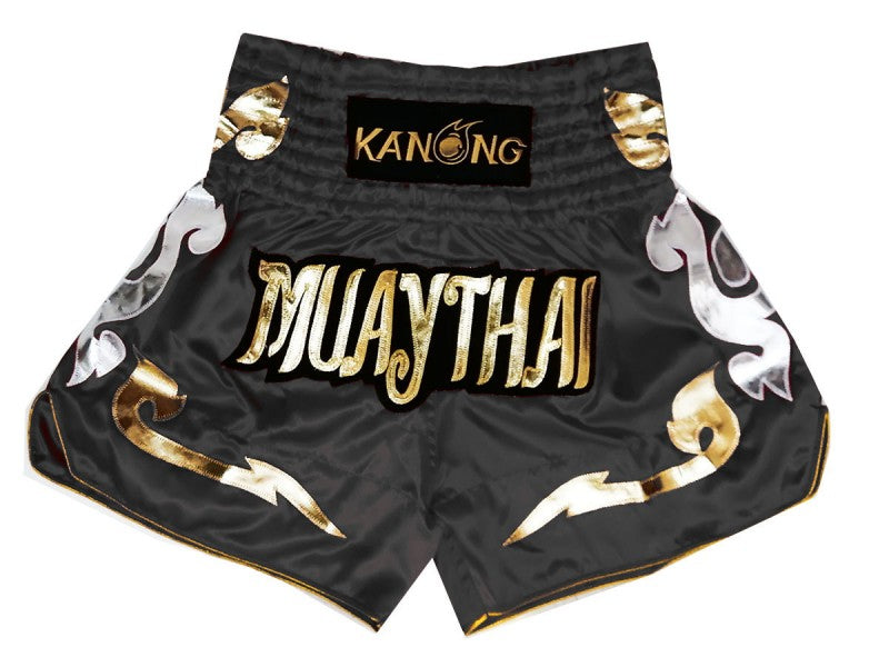 Muay thai shorts Kanong Black :KNS-126 - goodsshopi