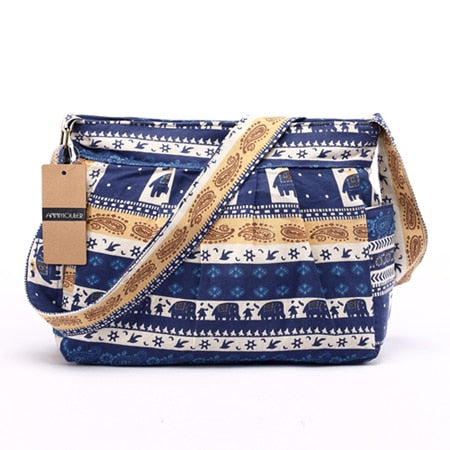 Women Cotton Fabric Elephant Tribal Messenger Bag - Goods Shopi