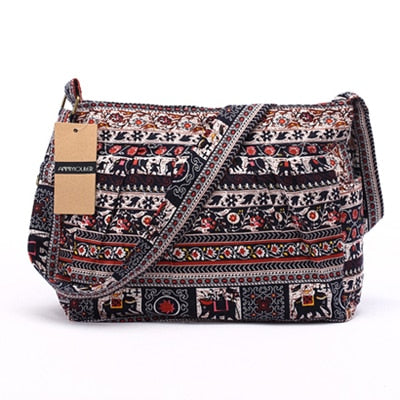 Women Cotton Fabric Elephant Tribal Messenger Bag - Goods Shopi