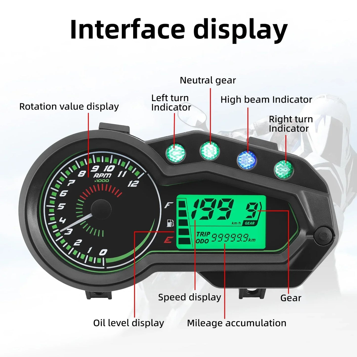 LED-Digital-Motorrad-Tachometer