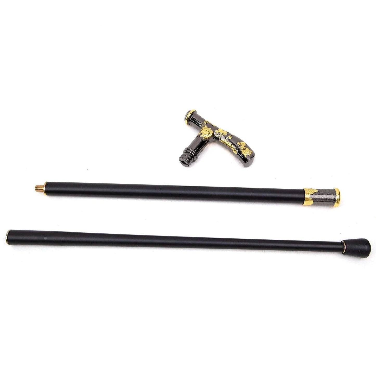 Fashion Walking Cane Gold Black Panda Compass