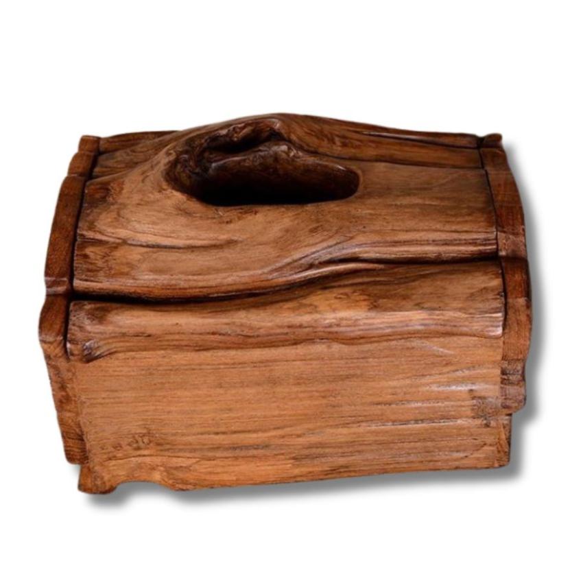 Handcrafted Teak Wood Tissue Box