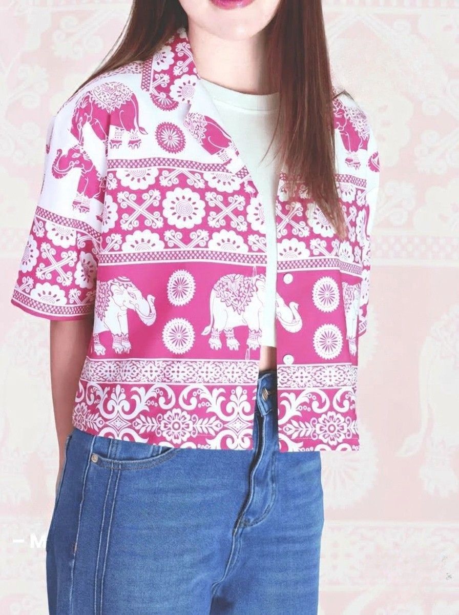 Thai Elephant Crop Top for Women