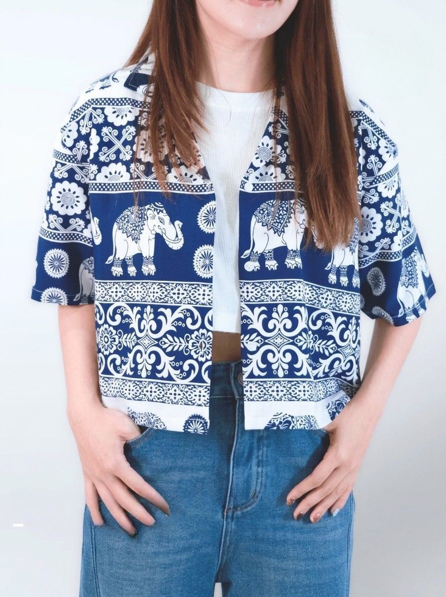 Thai Elephant Crop Top for Women