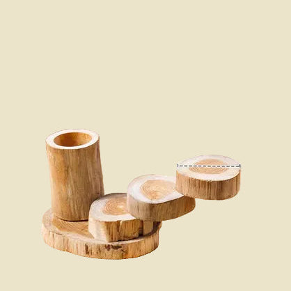 Dimensions for the 2-tier, 3-tier, and 5-tier rotating wooden sushi and utensil stands.