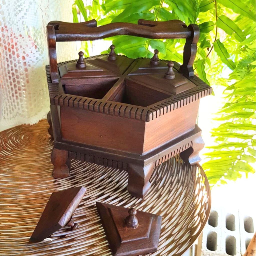 Hexagon Teak Wood Jewelry Box