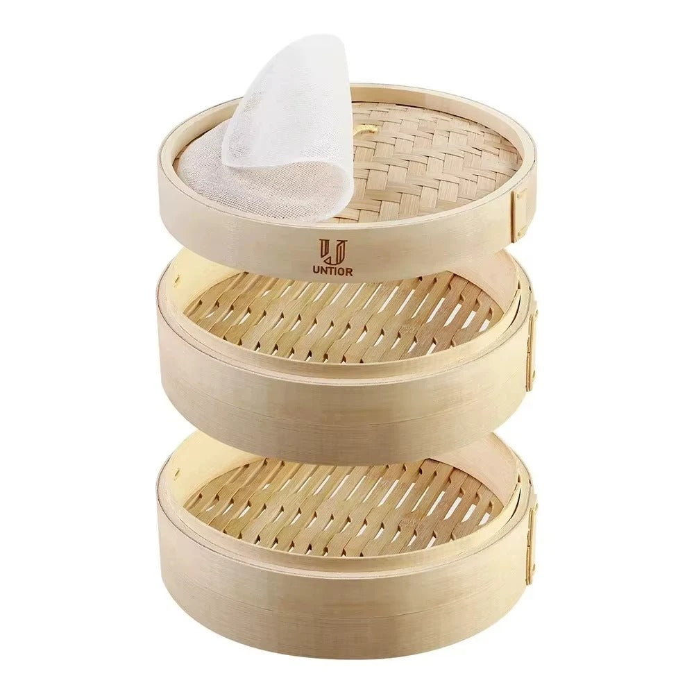 3 Tier Bamboo Steamer Basket 