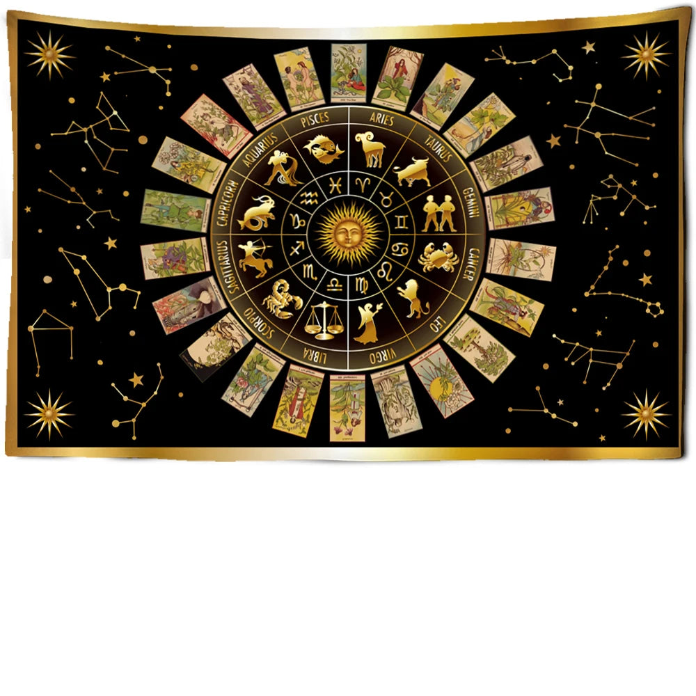 Tarot  Zodiac Tapestry Wall Art Hanging