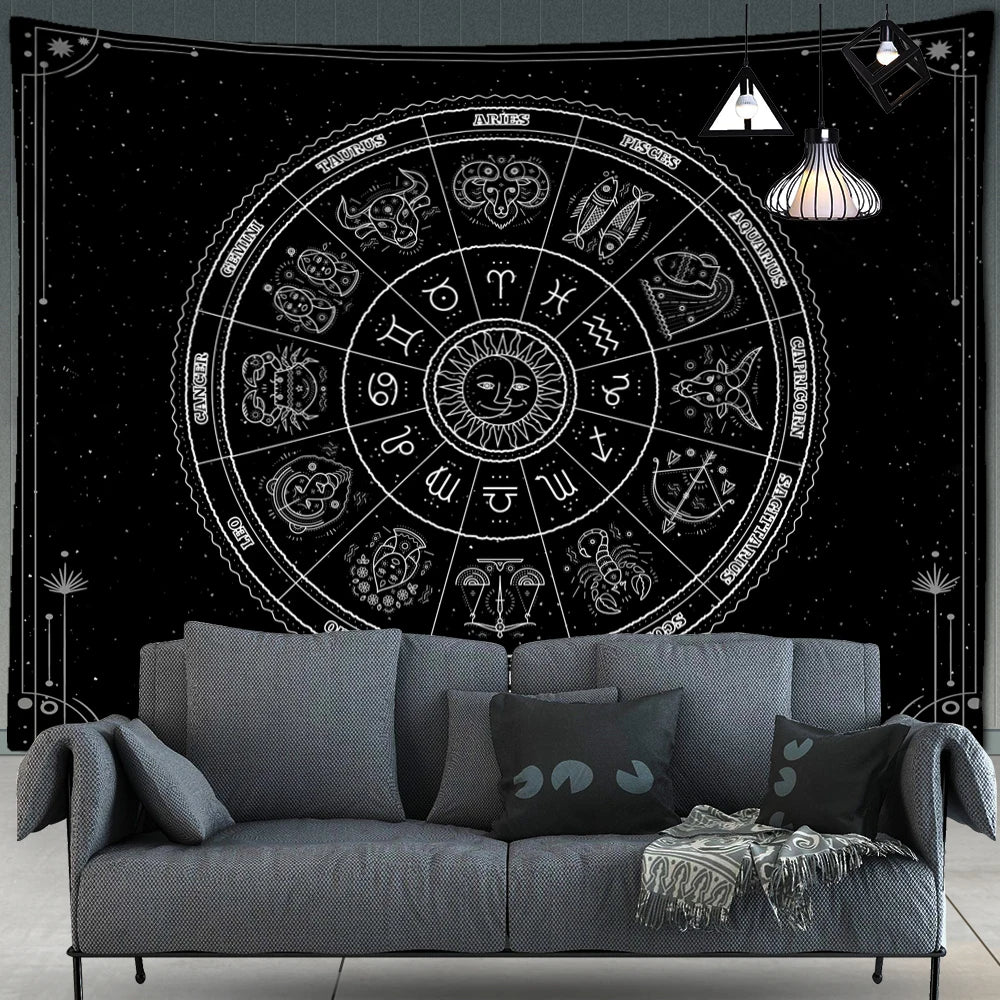 Zodiac Tarot Tapestry Wall Hanging Home Decor