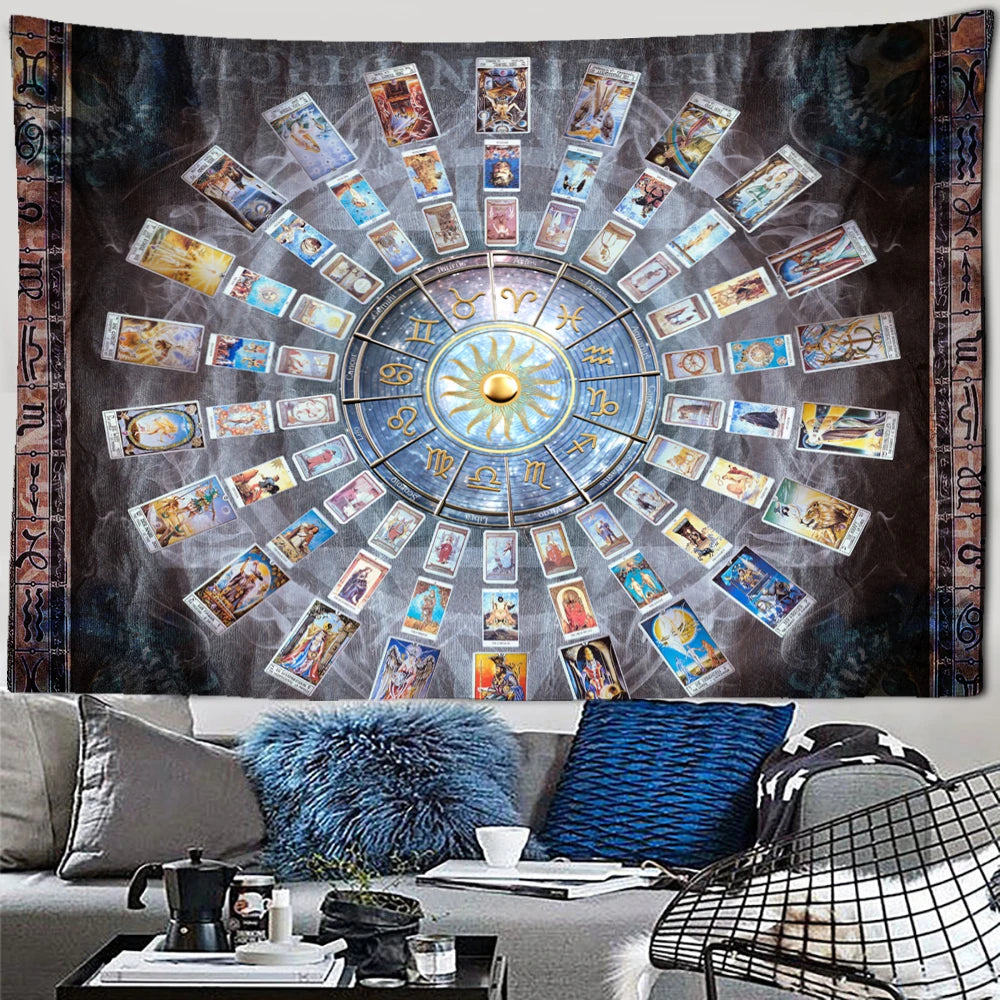 Tarot  Zodiac Tapestry Wall Art Hanging