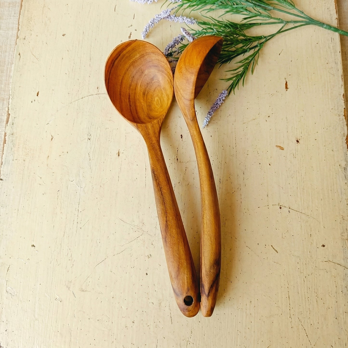 Solid Teak Soup Ladle: Non-Toxic & Scratch-Free