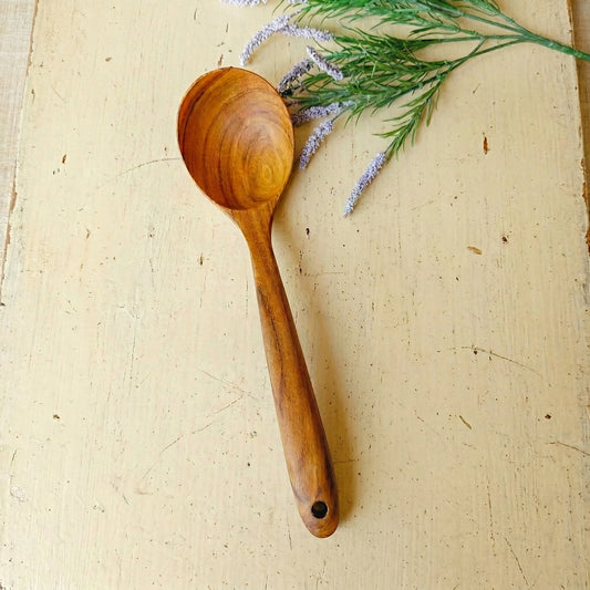 Solid Teak Soup Ladle: Non-Toxic & Scratch-Free